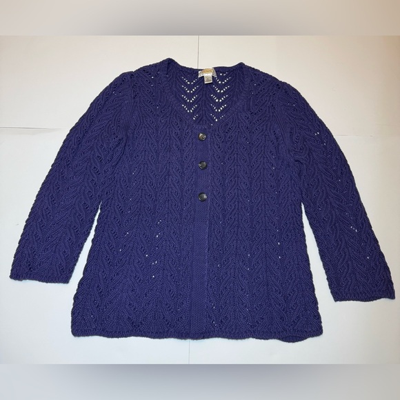 Talbots Sweaters - Talbots Purple Cardigan Women's Petite Large Long Sleeve Cable Knit